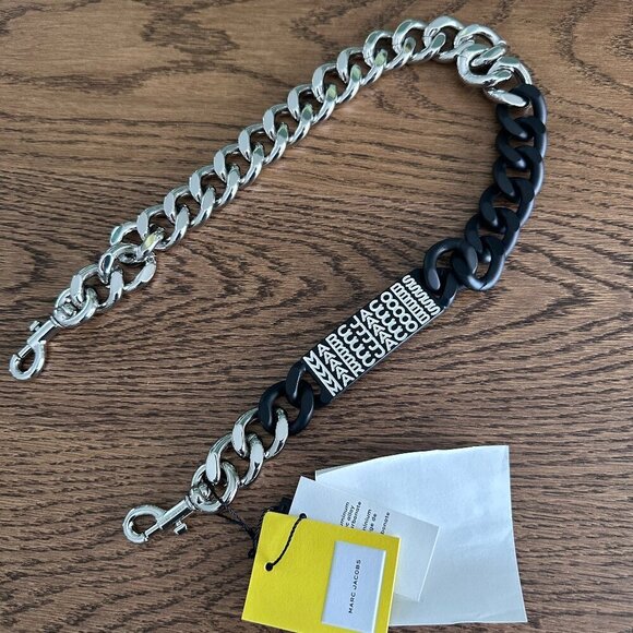 NWT!NEW!Marc Jacobs Monogram Barcode Shoulder Chain Strap -Black/Silver Nickel - Picture 4 of 4